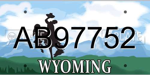 AB97752 Wyoming License Plate