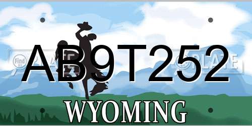 AB9T252 Wyoming License Plate