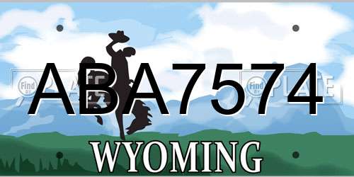 ABA7574 Wyoming License Plate