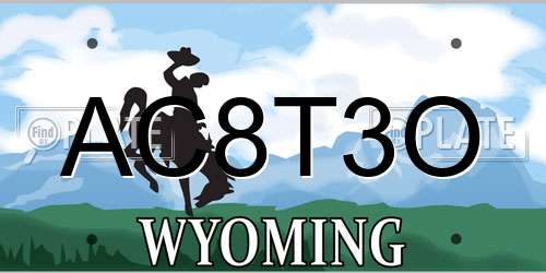 AC8T3O Wyoming License Plate