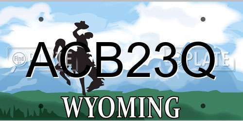 ACB23Q Wyoming License Plate