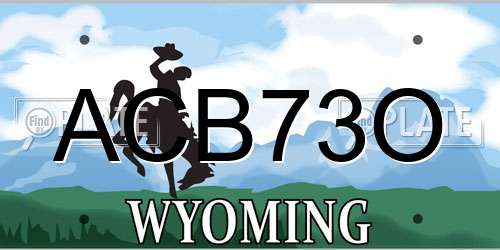 ACB73O Wyoming License Plate