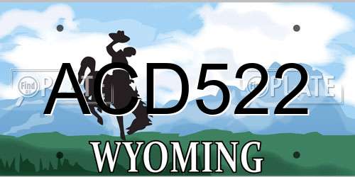 ACD522 Wyoming License Plate