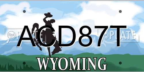 ACD87T Wyoming License Plate