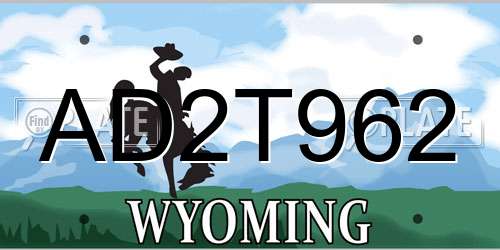AD2T962 Wyoming License Plate