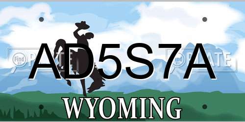 AD5S7A Wyoming License Plate