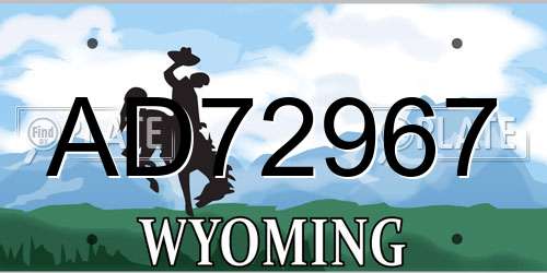 AD72967 Wyoming License Plate