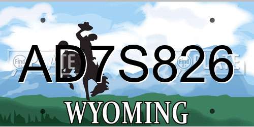 AD7S826 Wyoming License Plate