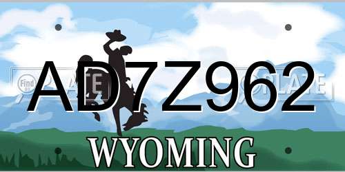 AD7Z962 Wyoming License Plate