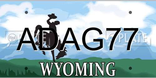 ADAG77 Wyoming License Plate
