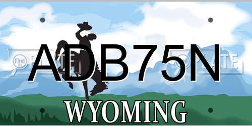 ADB75N Wyoming License Plate