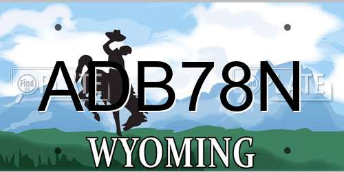 ADB78N Wyoming License Plate