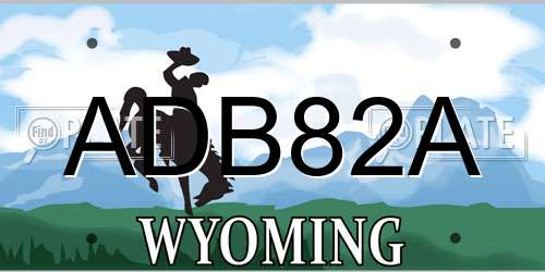 ADB82A Wyoming License Plate