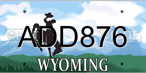 ADD876 Wyoming License Plate