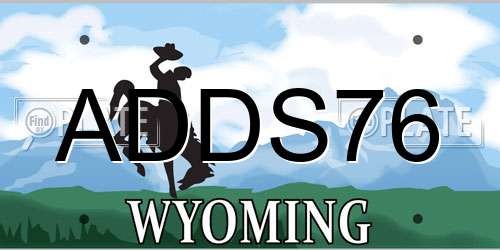 ADDS76 Wyoming License Plate
