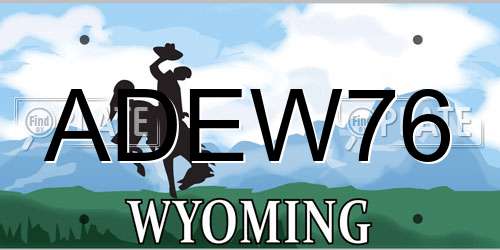 ADEW76 Wyoming License Plate