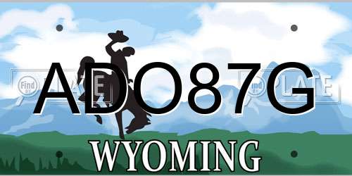 ADO87G Wyoming License Plate