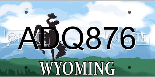 ADQ876 Wyoming License Plate