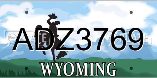 ADZ3769 Wyoming License Plate