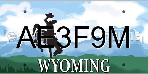 AE3F9M Wyoming License Plate