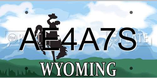 AE4A7S Wyoming License Plate