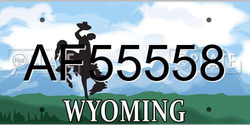 AF55558 Wyoming License Plate