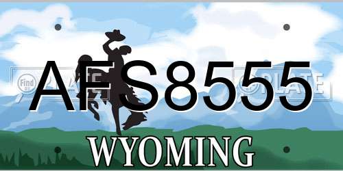 AFS8555 Wyoming License Plate