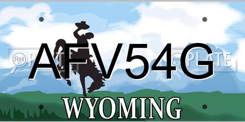 AFV54G Wyoming License Plate