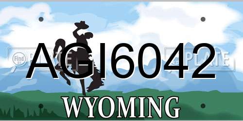 AGI6042 Wyoming License Plate