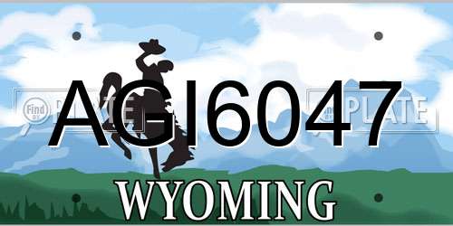 AGI6047 Wyoming License Plate