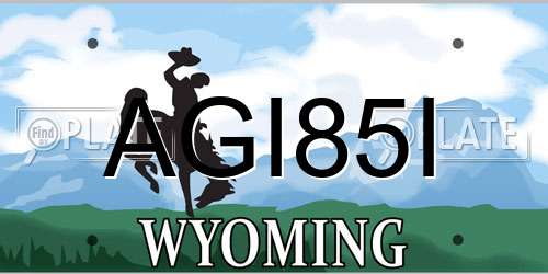 AGI85I Wyoming License Plate