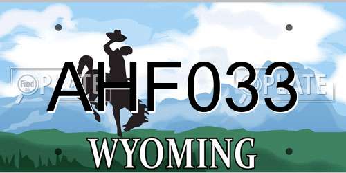 AHF033 Wyoming License Plate