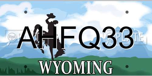 AHFQ33 Wyoming License Plate