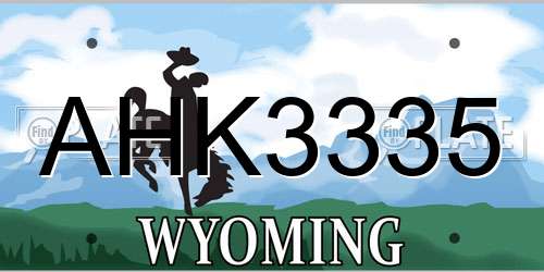 AHK3335 Wyoming License Plate