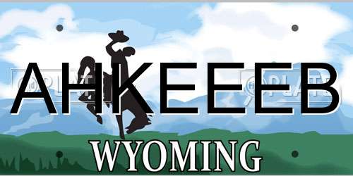 AHKEEEB Wyoming License Plate