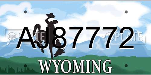 AJ87772 Wyoming License Plate