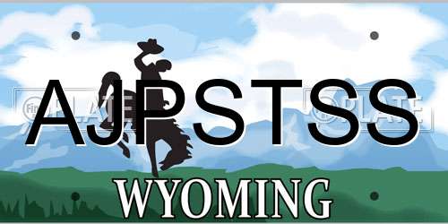 AJPSTSS Wyoming License Plate
