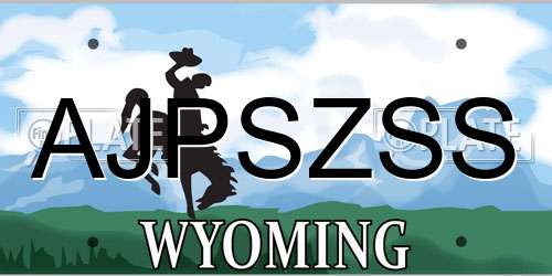 AJPSZSS Wyoming License Plate