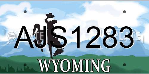 AJS1283 Wyoming License Plate