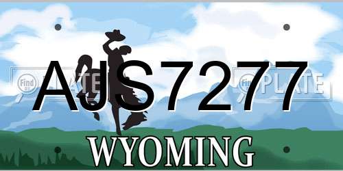 AJS7277 Wyoming License Plate