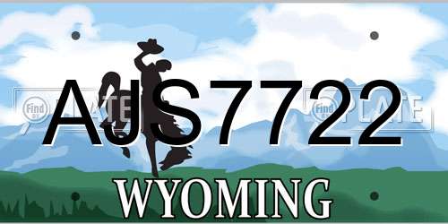 AJS7722 Wyoming License Plate