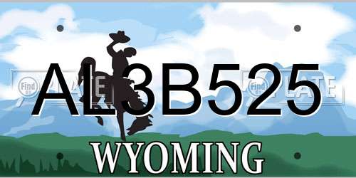 AL3B525 Wyoming License Plate