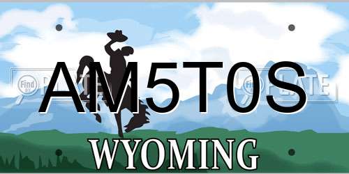 AM5T0S Wyoming License Plate