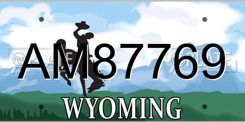 AM87769 Wyoming License Plate