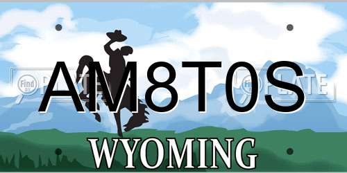 AM8T0S Wyoming License Plate