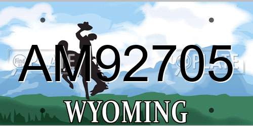 AM92705 Wyoming License Plate