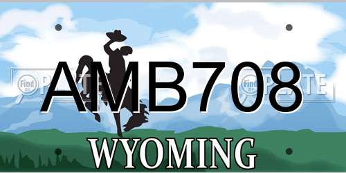 AMB708 Wyoming License Plate