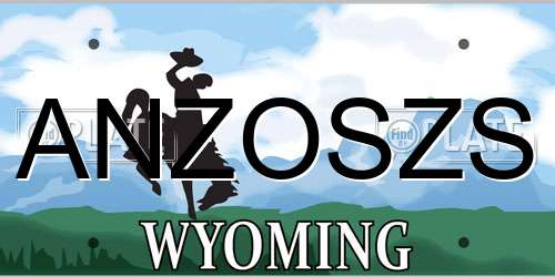ANZOSZS Wyoming License Plate