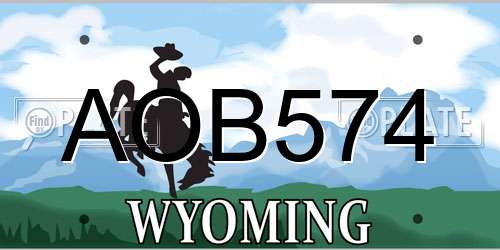 AOB574 Wyoming License Plate