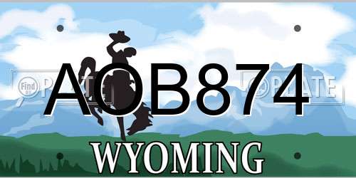 AOB874 Wyoming License Plate